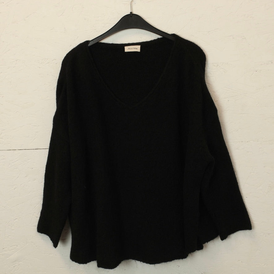 Second Hand AMERICAN VINTAGE Pullover mit Wolle Gr. M/L schwarz uni Strick (*)