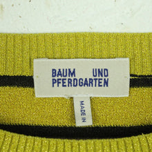 Laden Sie das Bild in den Galerie-Viewer, Second Hand BAUM UND PFERDGARTEN Pullover Gr. L gelb mehrfarbig gestreift Glitzer Strick (*)