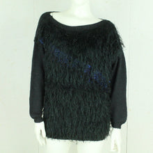 Laden Sie das Bild in den Galerie-Viewer, Vintage Pullover Female Gr. L schwarz blau Glitzer Strick