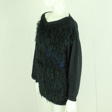 Laden Sie das Bild in den Galerie-Viewer, Vintage Pullover Female Gr. L schwarz blau Glitzer Strick