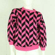 Laden Sie das Bild in den Galerie-Viewer, Vintage Pullover Female Gr. L pink schwarz gemustert Strick 