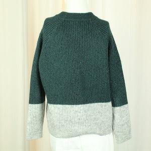 Second Hand ENVII Pullover mit Wolle Gr. M grün grau meliert Glitzer Strick (*) 