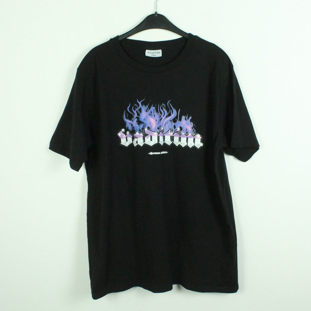 Second Hand VADITIM T-Shirt Gr. L schwarz mit Print (*)