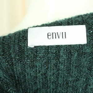 Second Hand ENVII Pullover mit Wolle Gr. M grün grau meliert Glitzer Strick (*)