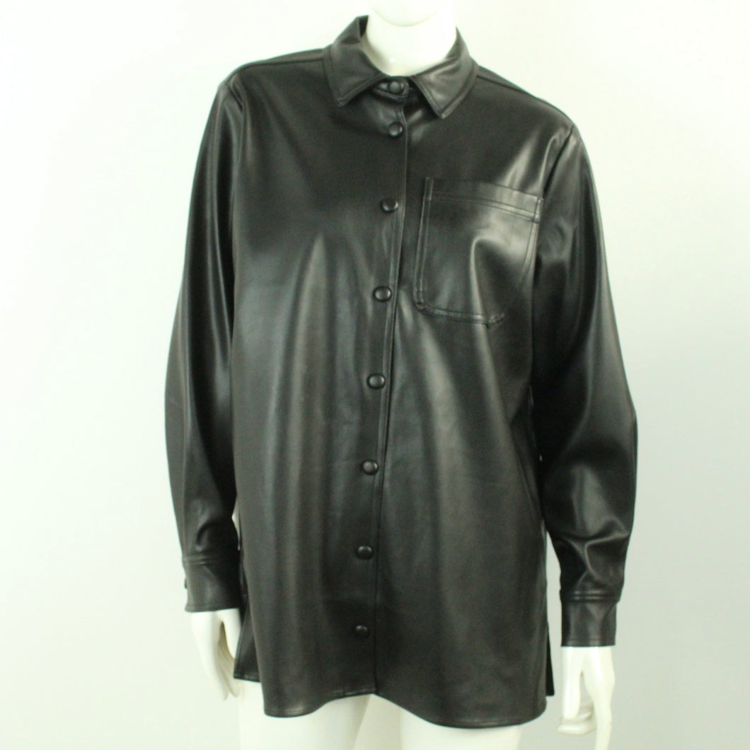 Second Hand MODSTRÖM Kunstlederhemd Gr. L schwarz uni Hemd (*)