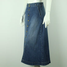 Laden Sie das Bild in den Galerie-Viewer, Second Hand INWEAR Jeansrock Gr. 36 blau uni Rock Maxirock (*)