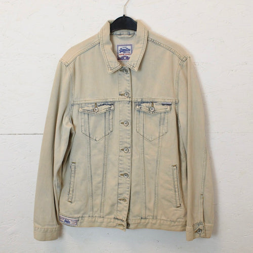 Second Hand SUPERDRY Jeansjacke Gr. 40 beige blau Jacke (*)