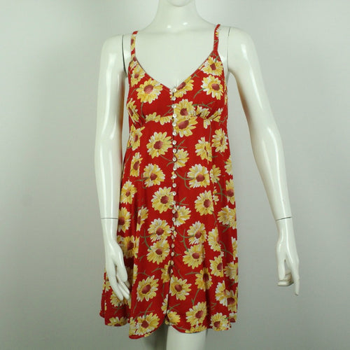 Vintage Kleid Gr. M rot bunt geblümt (*)