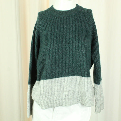 Second Hand ENVII Pullover mit Wolle Gr. M grün grau meliert Glitzer Strick (*) 