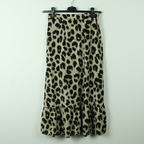 Second Hand PIECES Rock Gr. M  beige schwarz Animal-Print Maxirock (*)