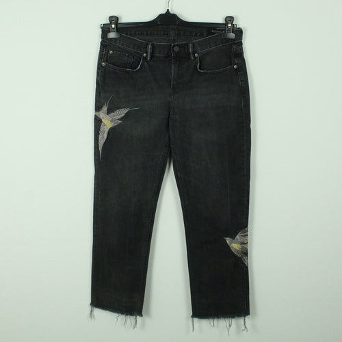 Second Hand ALL SAINTS Jeans Gr. W28 grau mit Stickerei (*)