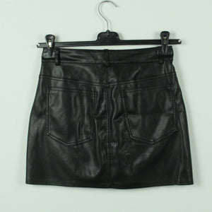 Second Hand ZARA Rock Gr. XS schwarz uni Kunstleder Minirock (*)