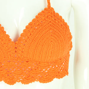 Boho Stricktop Gr. Einheitsgröße orange Häkeltop NEU