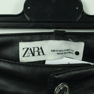 Second Hand ZARA Rock Gr. XS schwarz uni Kunstleder Minirock (*)