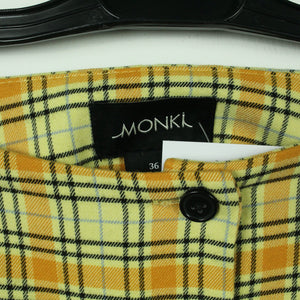 Second Hand MONKI Rock Gr. 36 gelb mehrfarbig kariert Minirock (*)