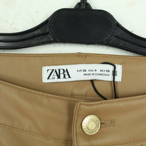 Second Hand ZARA Hose Gr. 36 braun uni Kunstleder (*)