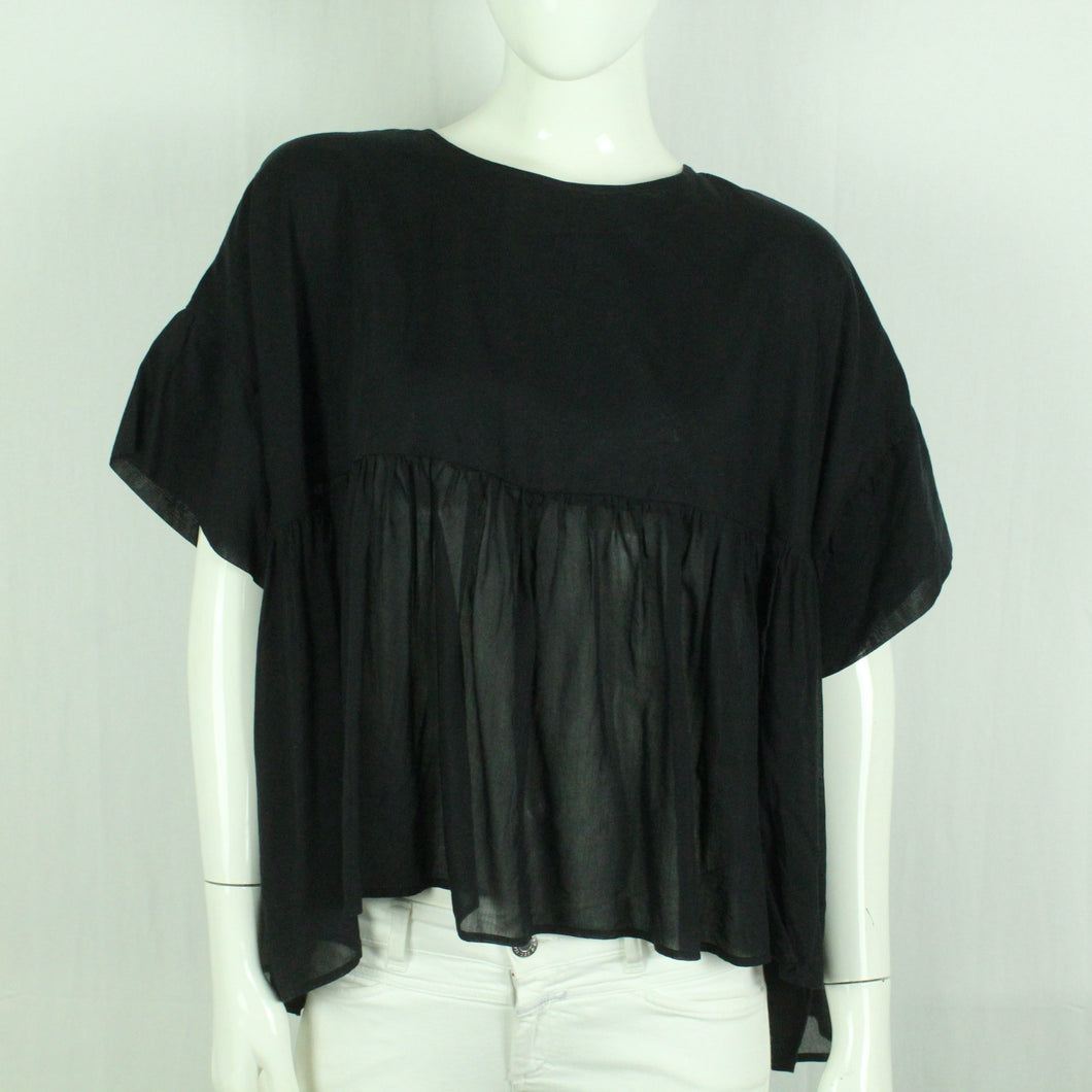 Second Hand ALL SAINTS Bluse mit Seide Gr. M schwarz uni (*)