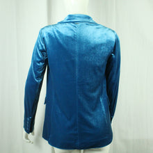 Laden Sie das Bild in den Galerie-Viewer, Second Hand SILVIAN HEACH Samtblazer Gr. S blau uni Samt Blazer Jacke (*)