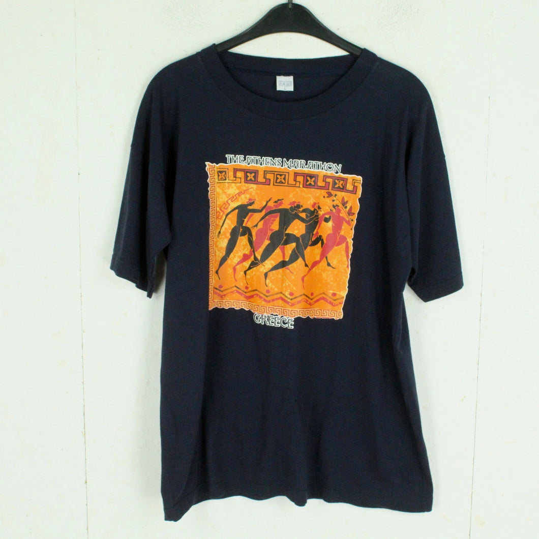 Vintage Souvenir T-Shirt Gr. L blau Griechenland Athen Marathon