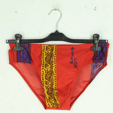 Laden Sie das Bild in den Galerie-Viewer, Vintage Badehose Gr. L rot bunt Crazy Pattern 80s 90s Swimwear