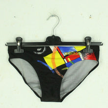 Laden Sie das Bild in den Galerie-Viewer, Vintage ADIDAS Badehose Gr. L schwarz bunt gemustert 80s 90s Swimwear