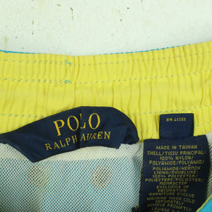 Second Hand POLO RALPH LAUREN Shorts Gr. L  blau, gelbe Applikation innen (*)