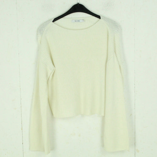 Second Hand NA-KD Pullover Gr. S weiß uni Strick (*)