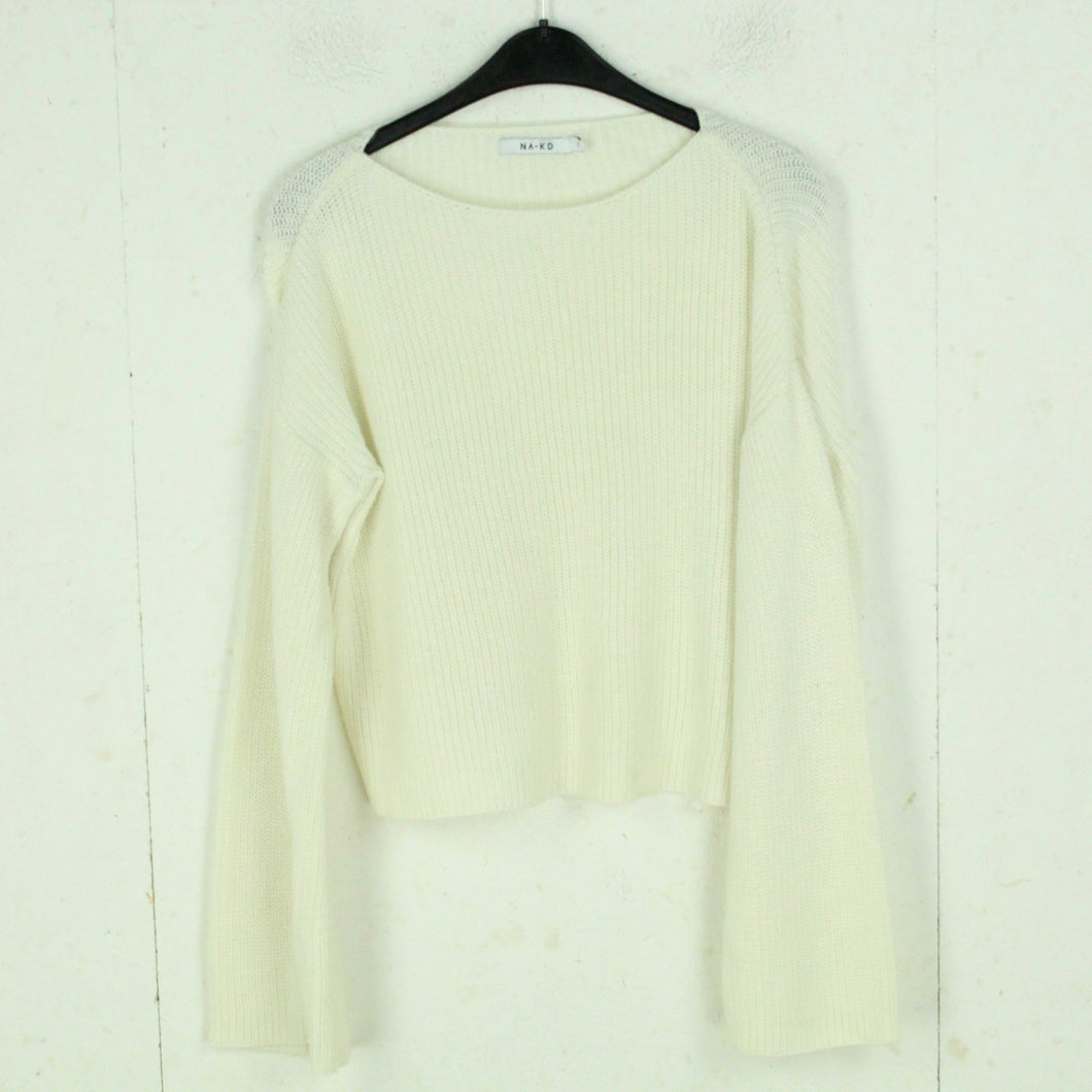 Second Hand NA-KD Pullover Gr. S weiß uni Strick (*)