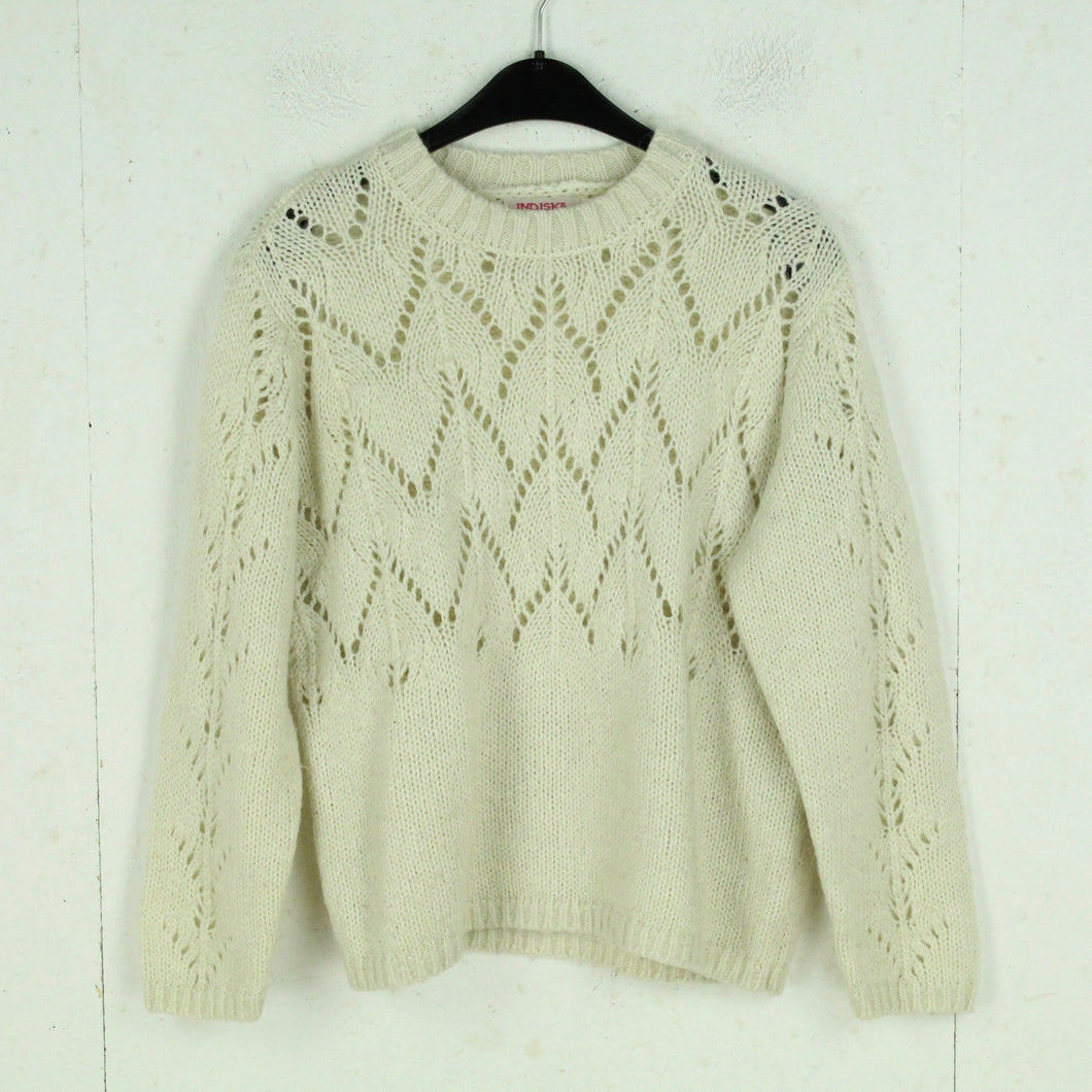 Second Hand INDISKA Pullover Gr. S beige uni Strick mit Lochmuster (*)