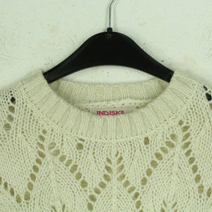 Second Hand INDISKA Pullover Gr. S beige uni Strick mit Lochmuster (*)