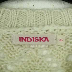 Second Hand INDISKA Pullover Gr. S beige uni Strick mit Lochmuster (*)