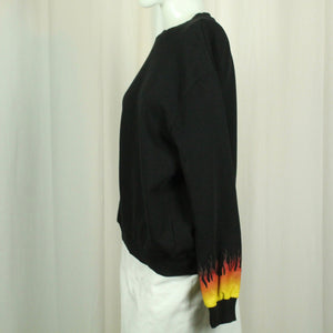 Second Hand NA-KD Sweatshirt Gr. M schwarz mit Flammenprint (*)