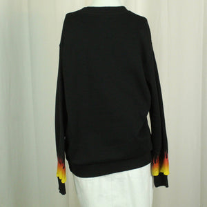 Second Hand NA-KD Sweatshirt Gr. M schwarz mit Flammenprint (*)