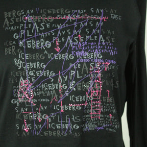 Second Hand ICEBERG Longsleeve Gr. L schwarz mehrfarbig gemustert (*)