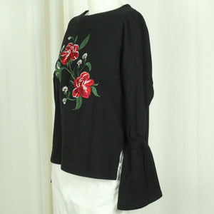 Second Hand MANGO Sweatshirt Gr. M schwarz Rosenprint (*)