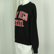 Laden Sie das Bild in den Galerie-Viewer, Second Hand CHAMPION Sweatshirt Gr. S schwarz uni roter Print (*)