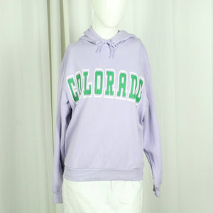 Second Hand MONKI Sweatshirt Gr. S lila uni mit Aufdruck "COLORADO"(*)