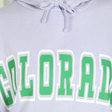 Laden Sie das Bild in den Galerie-Viewer, Second Hand MONKI Sweatshirt Gr. S lila uni mit Aufdruck &quot;COLORADO&quot;(*)