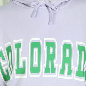 Second Hand MONKI Sweatshirt Gr. S lila uni mit Aufdruck "COLORADO"(*)