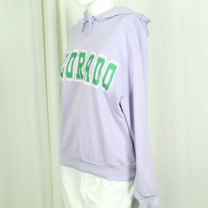 Second Hand MONKI Sweatshirt Gr. S lila uni mit Aufdruck "COLORADO"(*)