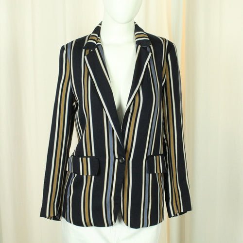 Second Hand H&M Blazer Gr. 36 braun weiß blau gestreift (*)