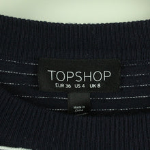 Laden Sie das Bild in den Galerie-Viewer, Second Hand TOPSHOP Pullover Gr. 36 blau weiß gestreift Strick (*)