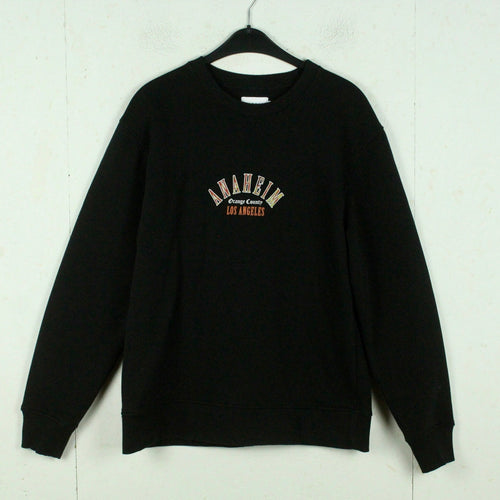 Second Hand TOPMAN Sweatshirt Gr. S schwarz mit Print und Backprint (*)