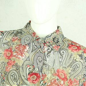 Vintage Bluse Gr. M beige mehrfarbig Paisley Muster geblümt