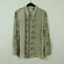 Laden Sie das Bild in den Galerie-Viewer, Vintage Bluse mit Seide Gr. L beige gemustert