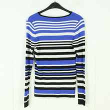 Laden Sie das Bild in den Galerie-Viewer, Second Hand PIECES Pullover Gr. L blau mehrfarbig gestreift (*)