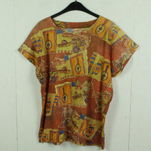 Laden Sie das Bild in den Galerie-Viewer, Vintage Shirt Gr. L braun bunt Allover Print 