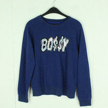 Laden Sie das Bild in den Galerie-Viewer, Second Hand JOE BOXER Sweatshirt Gr. M blau mit Print &quot;Bossy&quot; (*)