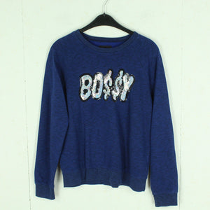 Second Hand JOE BOXER Sweatshirt Gr. M blau mit Print "Bossy" (*)